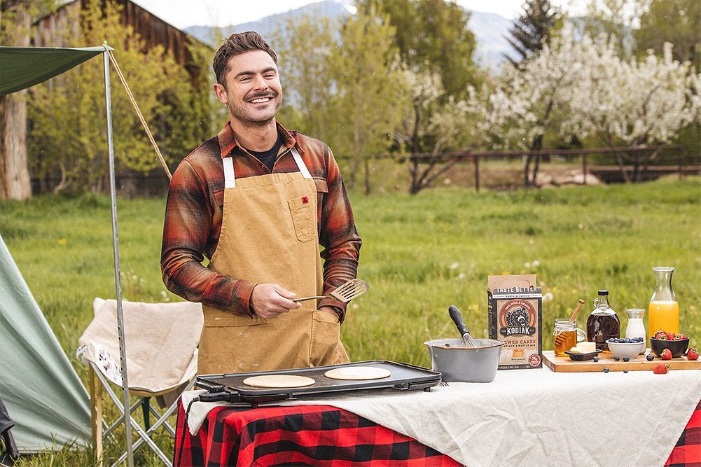 Zac Efron cooking with Kodiak Cake products