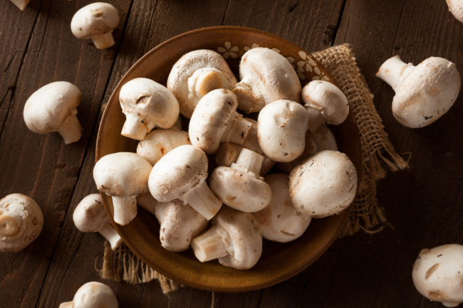 raw organic white mushrooms