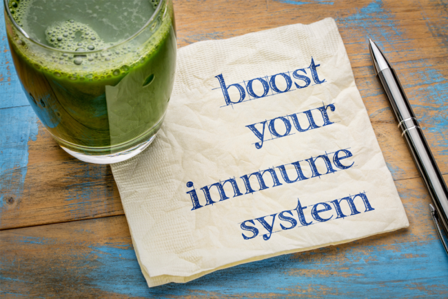 Boost your immune system written on a napkin
