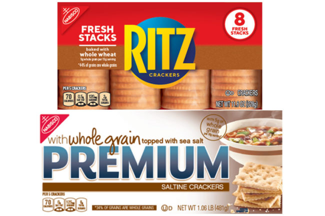 Ritz and Saltine crackers with new labeling