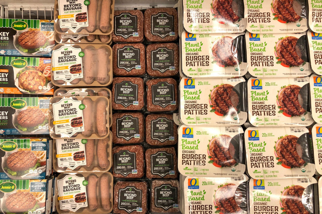 Plant-based meat alternatives at the store