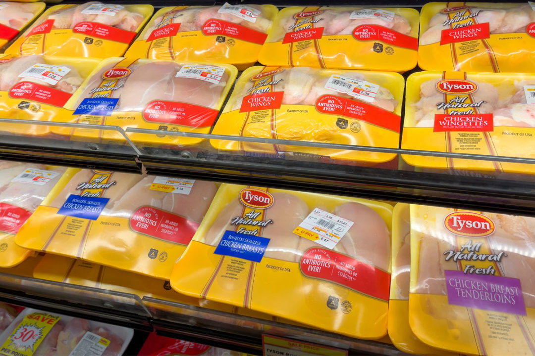 Tyson chicken products in a grocery store