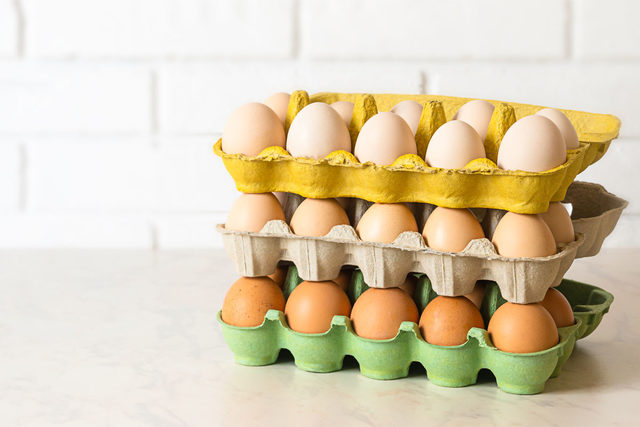 Stack of egg cartons