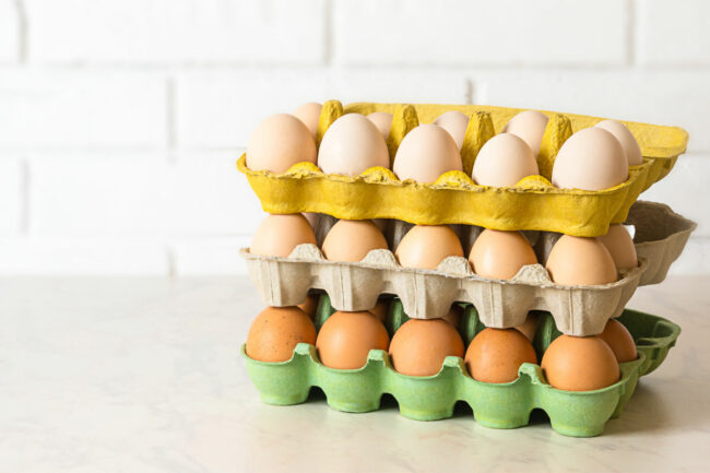 Stack of egg cartons