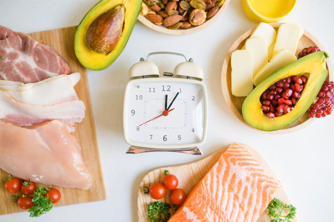 Keto foods with a clock