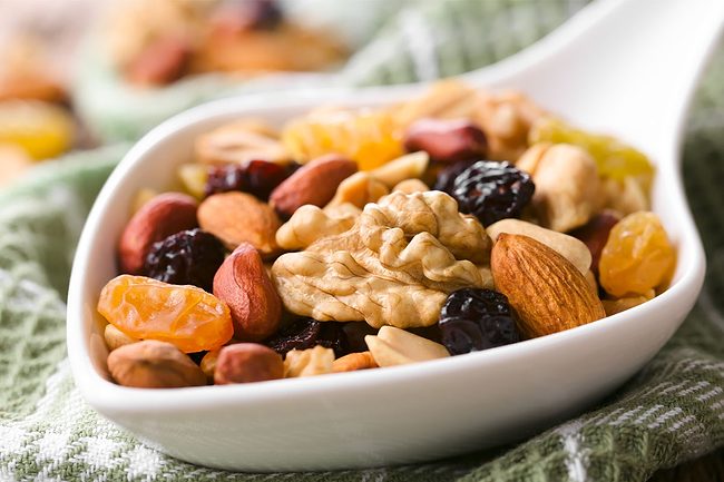 Healthy trail mix in a bowl