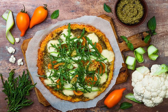 Pizza with cauliflower pizza crust