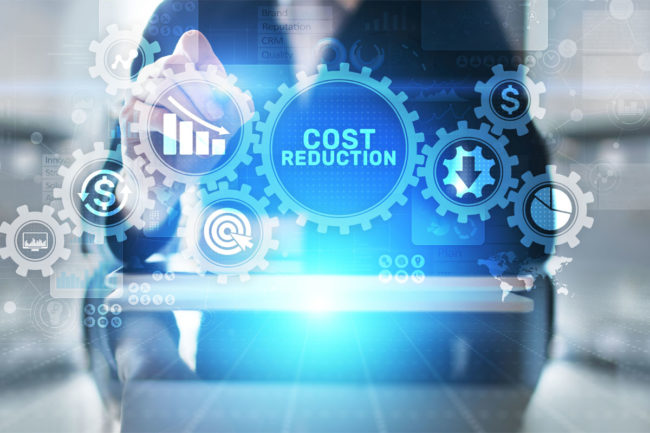 Cost reduction business concept on a virtual screen