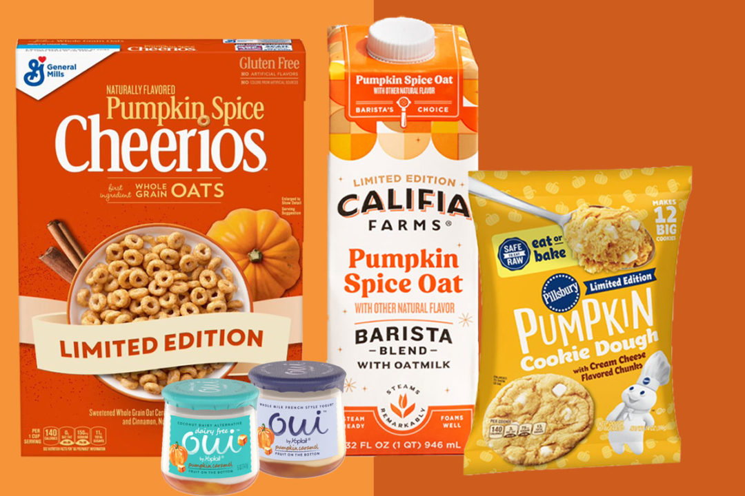 Pumpkin spiced products from General Mills and Califia Farms