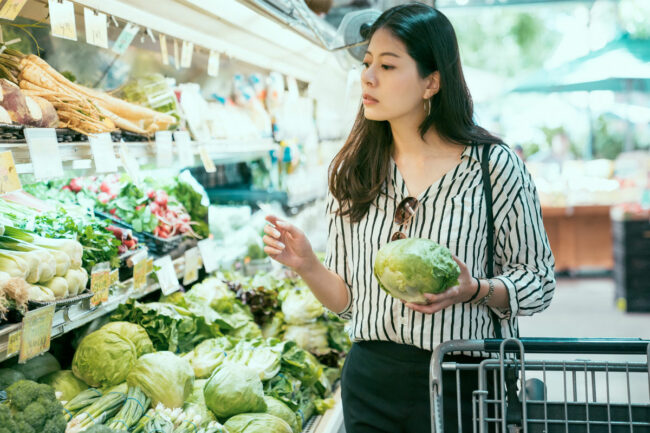 Woman looking at produce