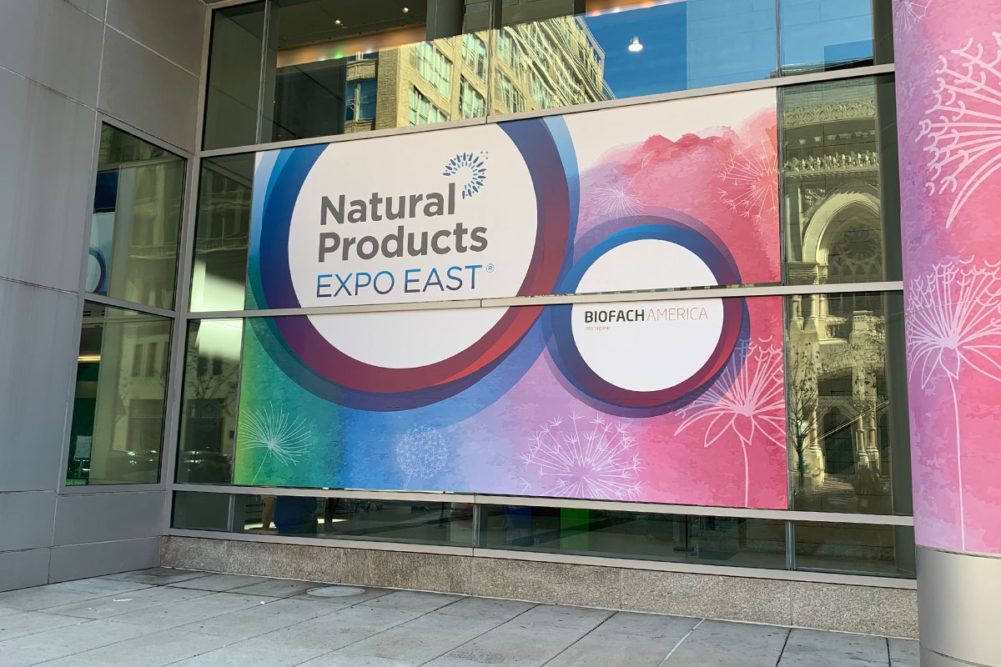 Natural Products Expo East sign