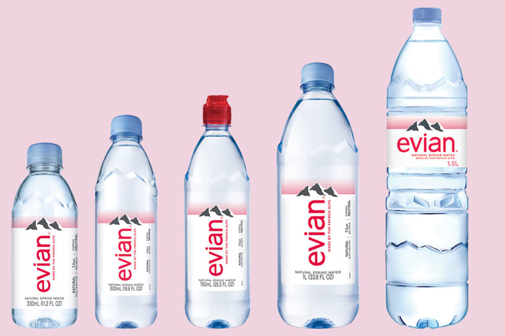 Evian water bottles 