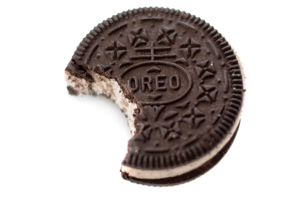 Oreo with a bite from it