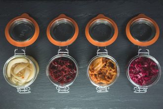 Fermented produce in jars