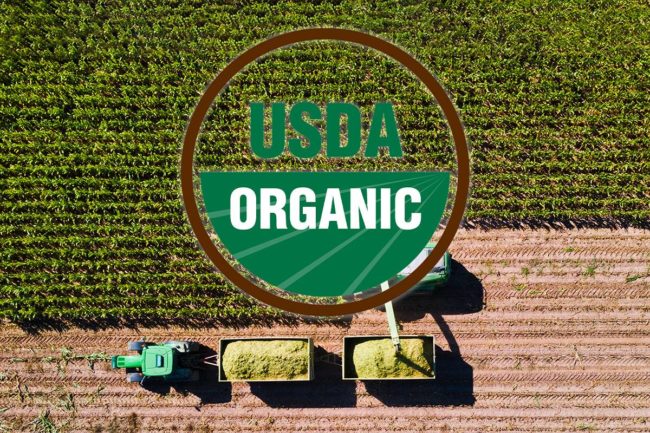 Organic crops with USDA logo