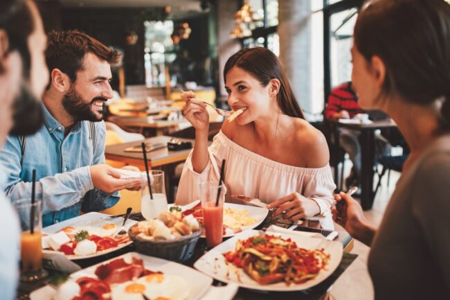 A group of people at dinner