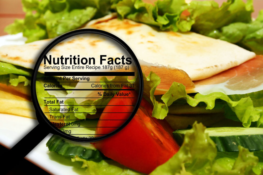Nutrition label magnified
