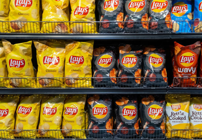 Chips in a row in a convenience store