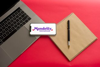 Mondelez logo on a smart phone