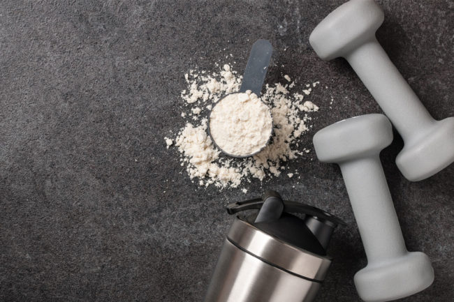 Whey powder with dumbells