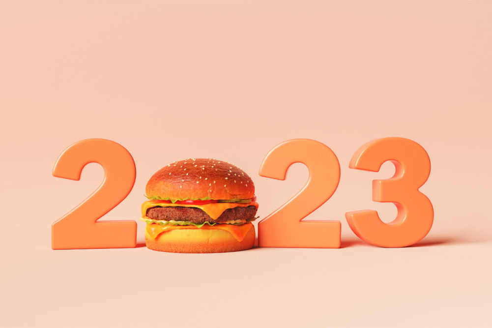 2023 with a hamburger