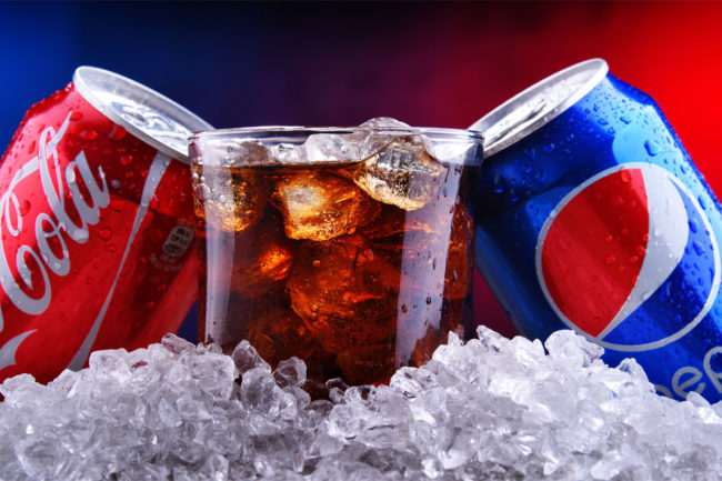 Coca-Cola and PepsiCo soda cans