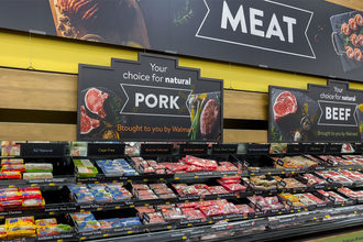 Meat and pork section of the grocery store
