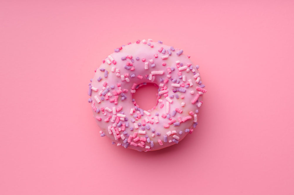 Pink donut with pink sprinkles