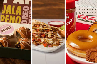 Products from Papa Johns, Qdoba and Krispy Kreme Doughnuts