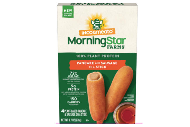 Morning Star pancake and sausage dog