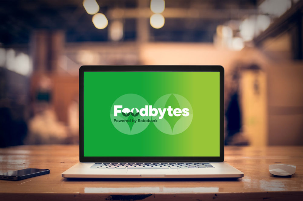 FoodBytes logo on a laptop computer screen