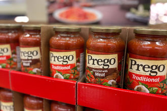 Prego sauces in a grocery store