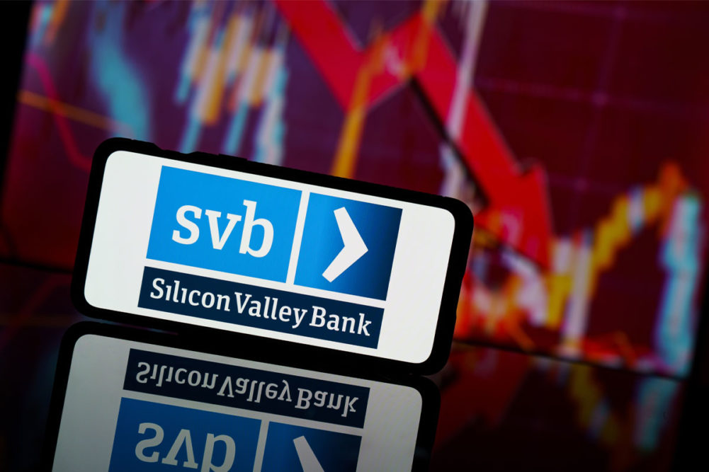 Silicon Valley Bank logo on a smartphone 