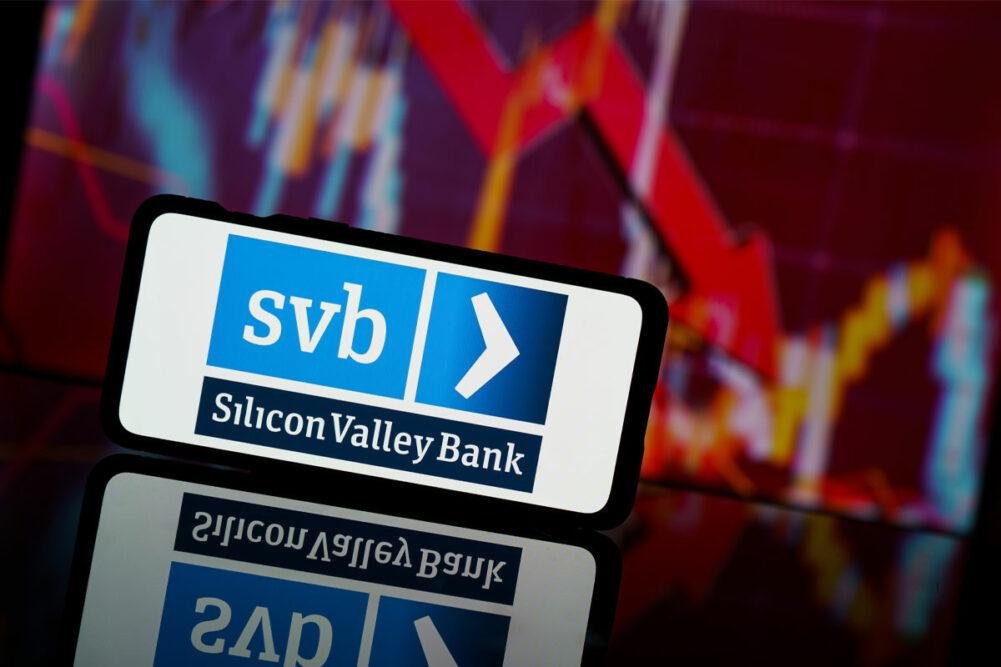 Silicon Valley Bank logo on a smartphone 