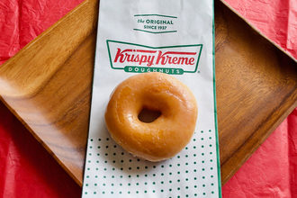 Krispy Kreme donut on a plate