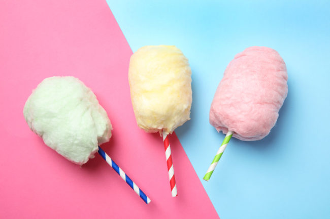Cotton candy on a blue and pink background