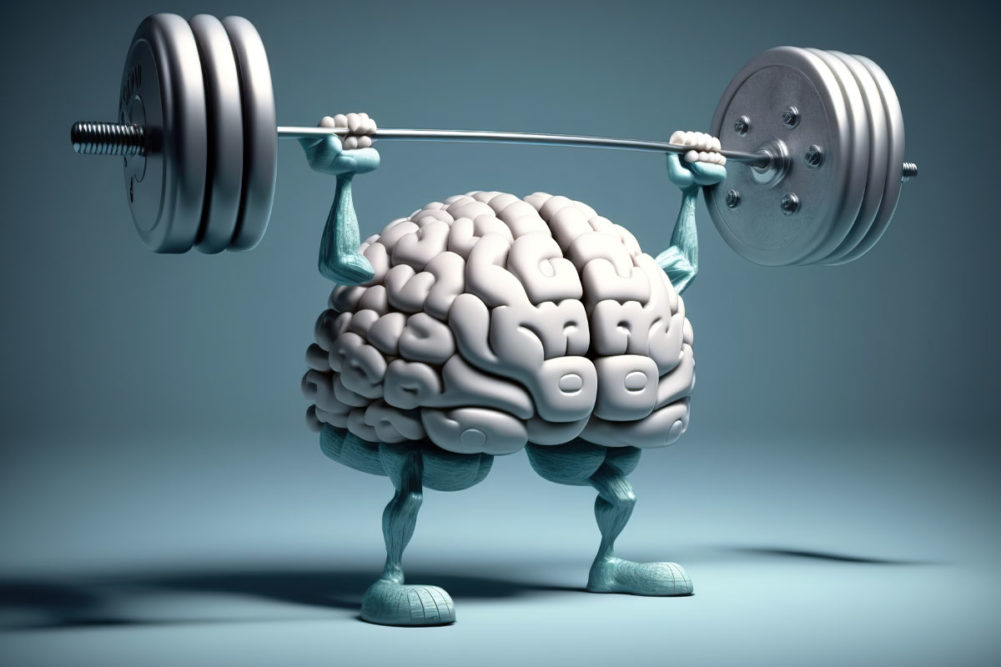 A human brain lifting weight