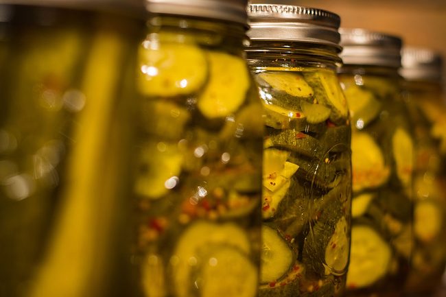 Pickles in jars