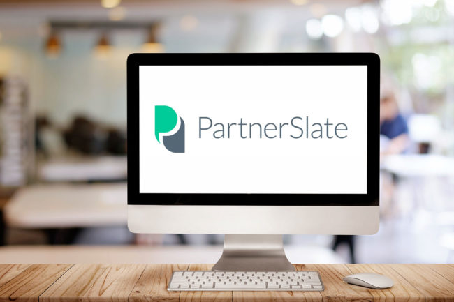 PartnerSlate logo on a desktop computer