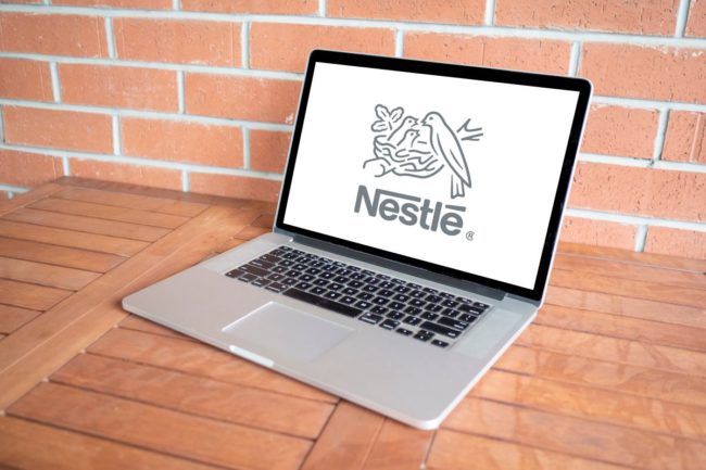 Nestle's logo on a laptop screen