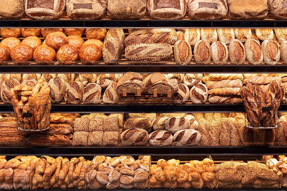 Bakery bread on a shelf