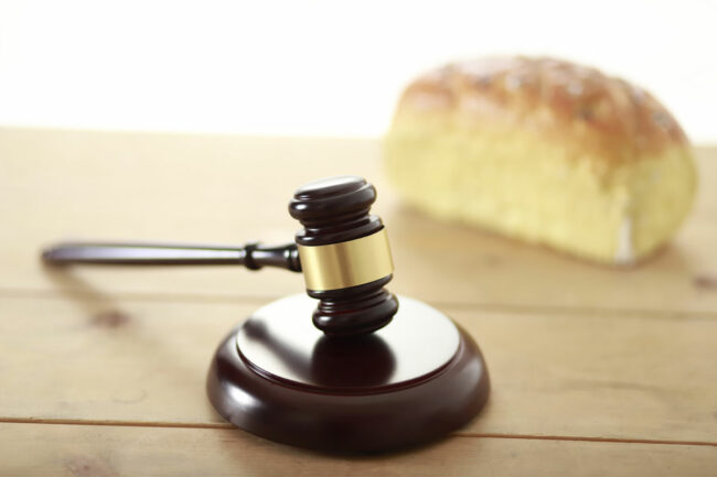 Bread with gavel in front of it