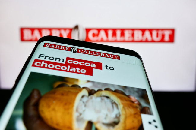 Barry Callebaut logo on a phone screen
