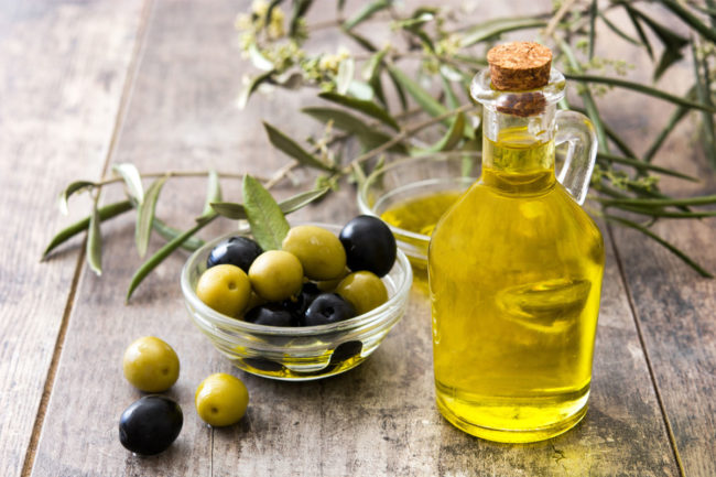 Extra virgin olive oil in a bottle