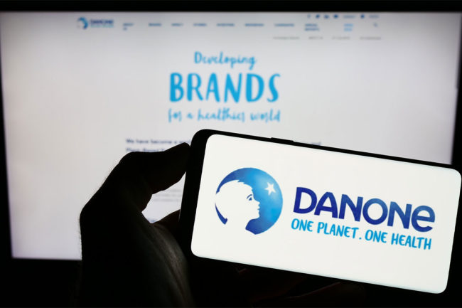 Danone logo on a smartphone