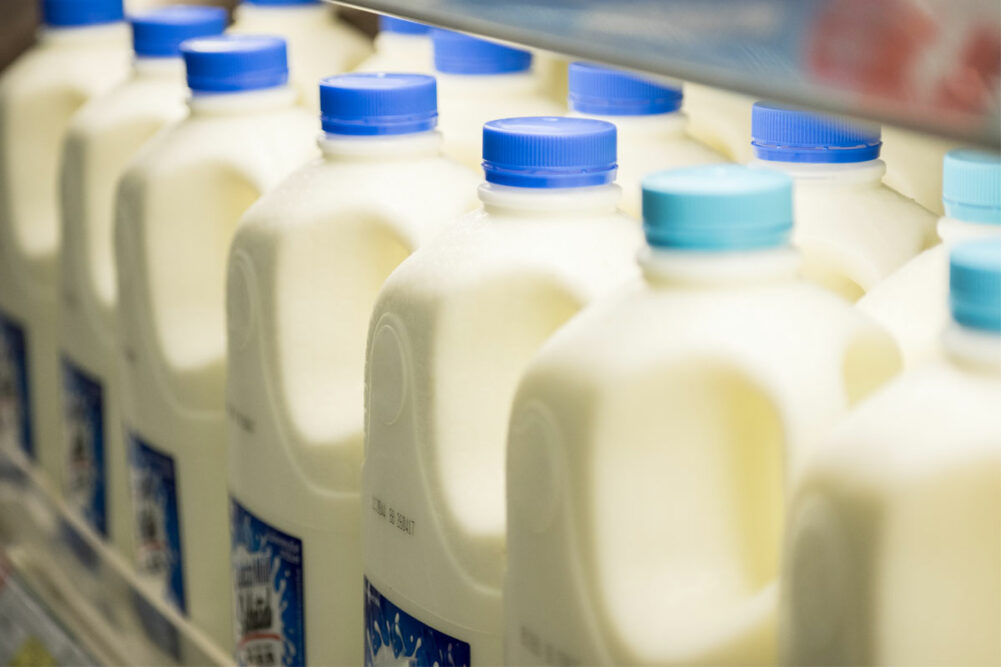 Fresh milk in a supermarket
