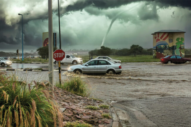 Cars in flood water