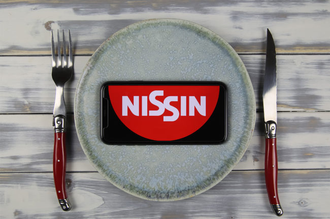 Nissin label on a smartphone