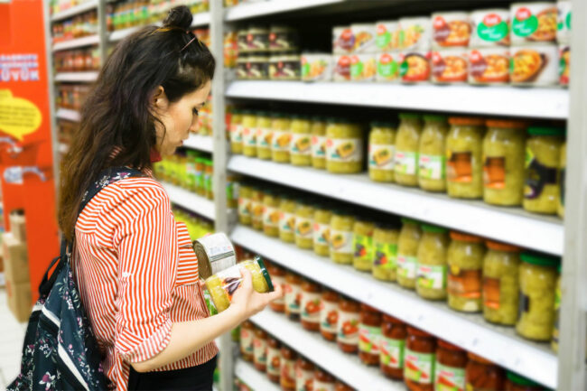 Woman shopping at a grocery store