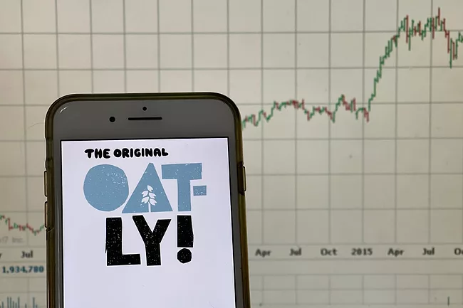 Oatly logo on iPhone